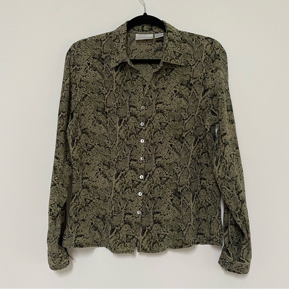 Worthington Silk Animal Print Vintage Buttoned Blouse M - Picture 2 of 10